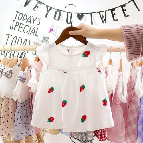 Baby Girls Clothes Summer Baby Dress Frill Sleeve Newborn Infant Dresses Cotton Strawberry Sleeveless Toddler Princess Dresses