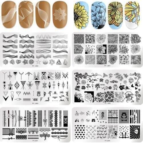 PICT YOU Nail Stamping Plates Butterfly Flower Leaf Mixed 12cm * 6cm Nail Art Image Plate Stencils Stainless Steel Nail Design