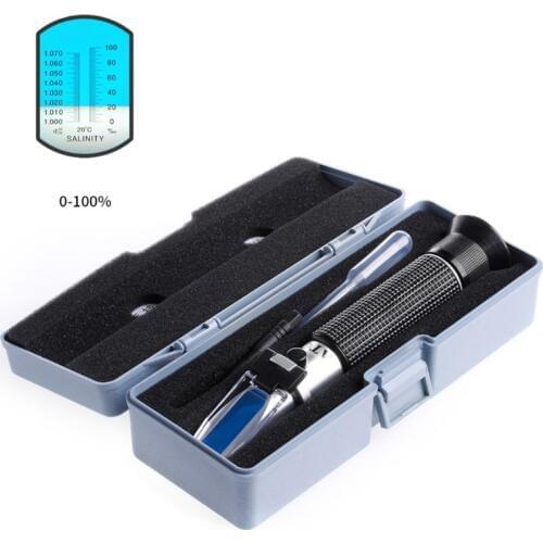 Hot Salinity Salt Refractometer Aluminum for Aquarium and Seawater Monitoring 0%-10% and 1.0 to 1.070 S.G