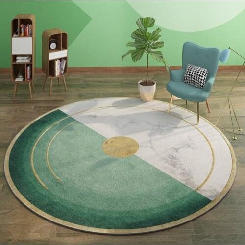 Luxury INS Round Carpets For Living Room Fashion Green Rugs Home Art Geometric Door Mat Bedroom Customized Area Rug Home Decor