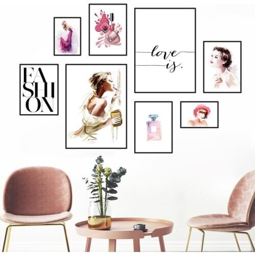 Makeup Fashion Posters And Prints Perfume Shoes Canvas Painting Love Quote Picture Beauty Salon Girls Room Home Decor HD2135