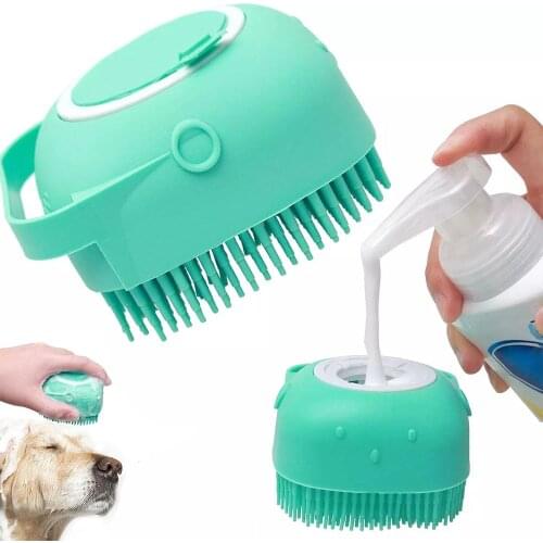 Pet Dog Shampoo Massager Brush Cat Massage Comb Grooming Scrubber Shower Brush for Bathing Short Hair Pets Soft Silicone Brush