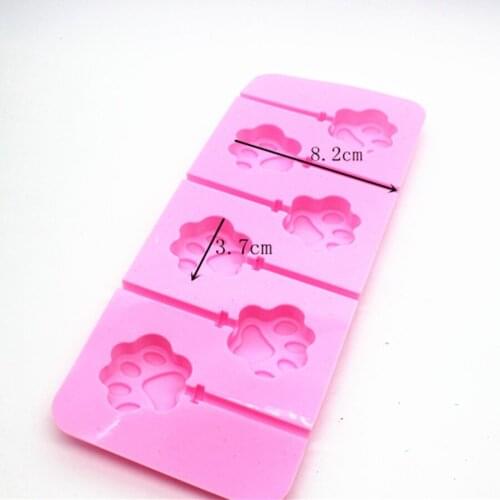 6 hole cat claw lollipops silicone chocolate mold ice cube tray baking tool