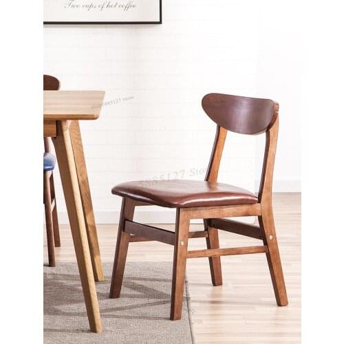 Solid Wood Dining Chair Home Desk Chair Modern Minimalist Dining Table Leisure Backrest Stool Nordic Restaurant Chair