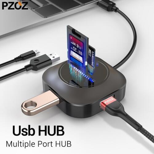 PZOZ USB HUb USB 2.0 High Speed 3/4 TF SD Card Reader All In One Multi USB Hab Adapter For PC Computer usb Splitter Accessories