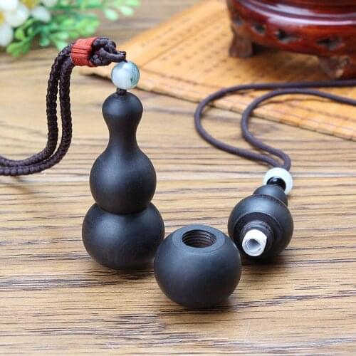 Ethnic Uique Sandalwood Pendants Necklace Ebonwood Letter Box Take Apart Handmade Original Nepal Jewelry Ebony Gourd Pendant