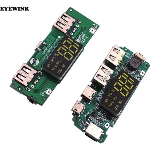 LED Dual USB 5V 2.4A Micro/Type-C USB Mobile Power Bank 18650 Charging Module Lithium Battery Charger Board Circuit Protection