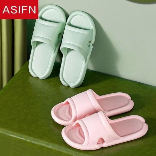 ASIFN Womens Slippers Simple Solid Color Home Summer Bathroom Slides Non-slip Sandals Men Couple Floor House Bath Slippers
