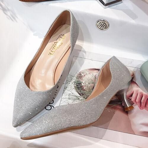 2020 pumps womens pointed shoes pumps artificial leather womens high heels office shoes mary jane shoes women spring W27-44