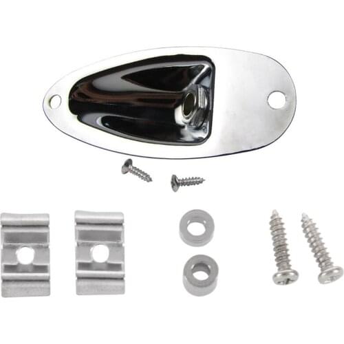 1 Set Pure Vintage String Tree Kit & 1 Pcs Boat Guitar Jack 1/4 Inch Input Output Jack Plate Socket 6.35mm Chrome Silver for FD