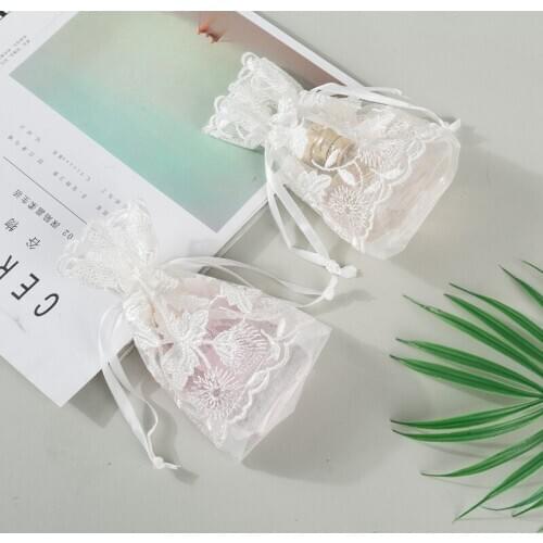 10x14cm White Maple Leaf Organza Bag 6 to 24pcs Drawstring Jewelry Bag Premium Creative Bundle Pocket Perfume Gift Wrap Bag
