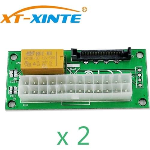 2pcs Dual Power Module Supply SATA/Large 4P Connector 24Pin C Multi-Power Circuit for Miner Computer Sync Starter Control Card