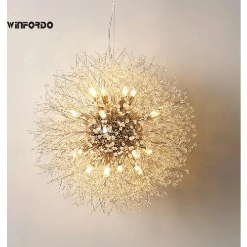 2021 Modern Crystal Dandelion Chandelier Lighting Pendant Lamp For Living Room Dining Room Home Decoration WF-P40GD Winfordo