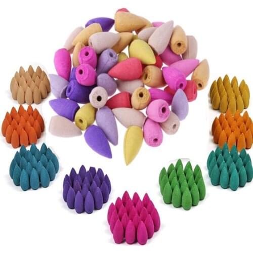 25/40 Pcs Smoke Tower Bouquet Natural Reflux Tower Incense Sandalwood Jasmine Lemon Lavender Smoke Cone Backflow Incense Bullet