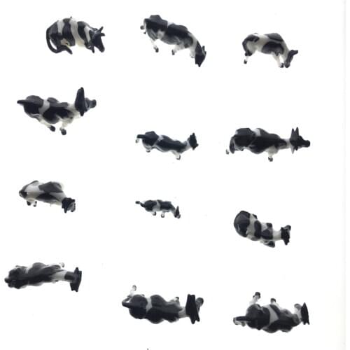 30pcs Model Black And White Cow Animal Toy Diorama Landscape Ho N Scale Train Building Painting Railway Color Farm Animal