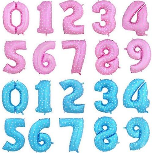32 inch Pink Blue Number Foil Balloons Digit Air Ballons Happy Birthday Wedding Decoration Balloon Event Party Supplies