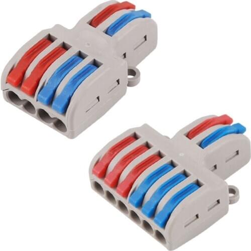 5PCS SPL-42/62 2 In 4/6 Out Mini Quick Wire Connector Universal Wiring Cable Connector Push-in Conductor Terminal Block LED Lamp