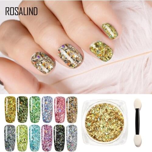 ROSALIND Glitter Nail Art Powder Nails Accessories Chunky Shiny Powder Semi-permanent Nail Polish For Manicure Nail Art Design