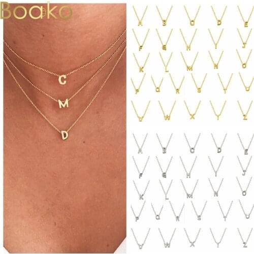 BOAKO 925 Sterling Silver 26 Letter Round Choker Necklace For Women European and American Minimalist 2021 Trend Gifts Jewelry