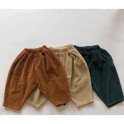 Spring Autumn Boys Girls Corduroy Children Pants Kids Baby Pants Casual Kids Pants For Boys Girls Pure Color Pants