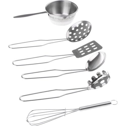 Kids Children Preschool Stainless Steel Kitchen Cooking Utensils Toy Pretend Play Toy for Developing Hands-on Ability