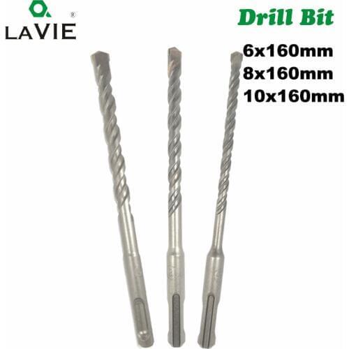 LA VIE 3pc/Lot 6/8/10mm SDS Plus Electric Hammer Drill Bits S2 S4 160mm Tungsten Carbide Flat Cross Tip Concrete Masonry Cutter