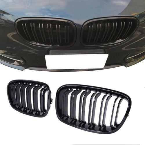 Gloss Black 2011 - 2014 For BMW F20 F21 1 Series Pre Facelift Sport Kidney Twin Flns Double Salt Bumper Grill Grille