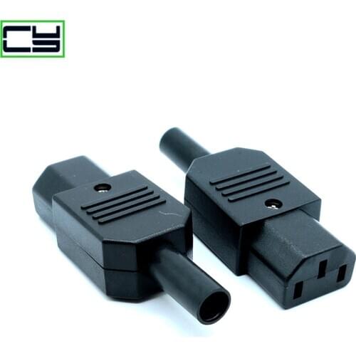 IEC Straight Cable Plug Connector C13 C14 10A 250V Black female&male Plug Rewirable Power Connector 3 pin AC Socket