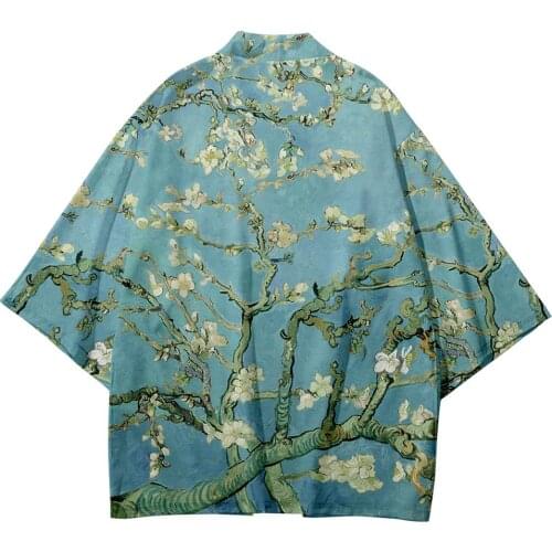 Summer Haori Cardigan Japanese Style Adult Yukata Kimono Tops Oversize 6XL Women Men Shirt Print Flower Streetwear Asian Blouse