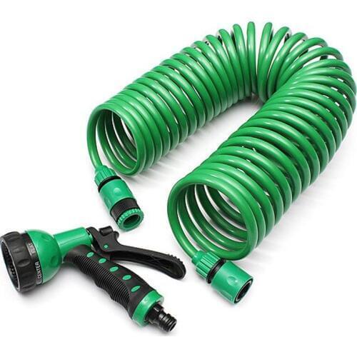 Spring Tube Irrigation Kit Plants Garden Watering System Hose Kits Connector Retractable No Knot 8 Function Nozzle Water Hose
