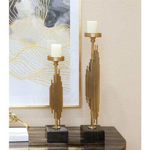 Creative iron candlestick, light luxury furnishings, European living room, study, bedroom, wine cabinet, decorative candlestick