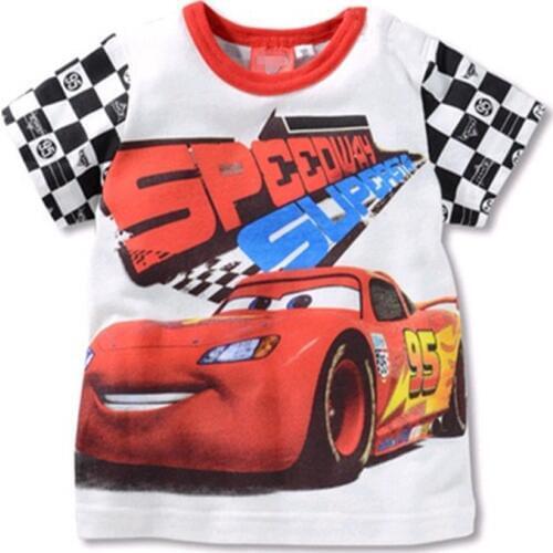 Summer Boys Cars 95 McQueen Tees Cotton Short Sleeve Tshirt Print Childrens Cartoon Kids Boys Childs Clothes
