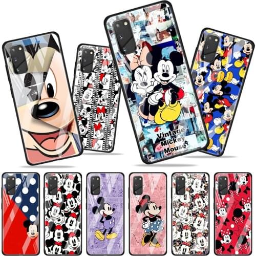 Mickey Mouse cartoon cute for Samsung Galaxy S20 FE Ultra Note 20 S10 Lite S9 S8 Plus Luxury Tempered Glass Phone Case Cover