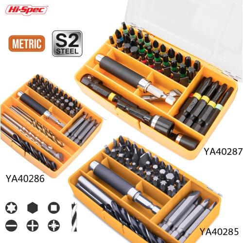 Hi-Spec Multi Metal Drill Kits Screwdriver Bit Set Woodworking Bits HSS Drill Bit Set for Wood Steel Plastic Impact Driver