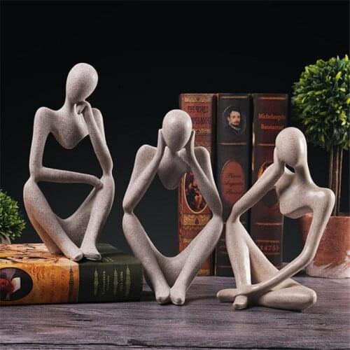 Desktop Decor Nordic Abstract Thinker Statue Resin Figurine Handmade Crafts Sculpture Modern Art Office Home Decoration