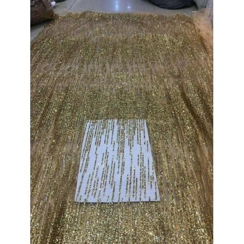 Newest ZH-949 african tulle mesh fabric sparkly glued glitter sequins lace fabric for party dress