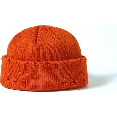 2020 Autumn Winter Mens Soft Cotton Warm Caps Solid Color Holes Knitted Hat Hip Hop Harajuku Casual Skullies Beanies Bonnets