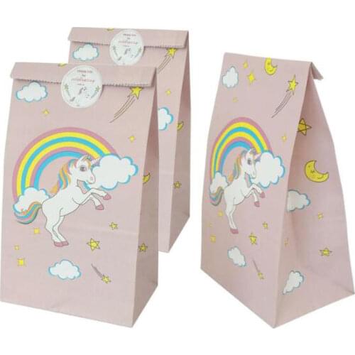 12pcs Unicorn Paper Gift Bags catering west point candy packaging bag Birthday party decor Supplies oil-proof packaging bag