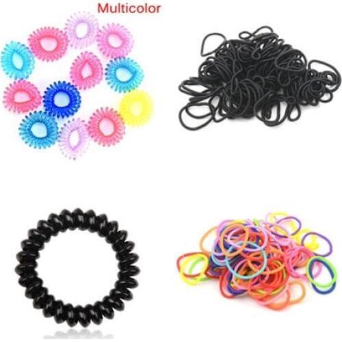 2019 New Telephone Wire Elastic Hair Bands For Hair Ties No Crease Colorful/Black Hair Rope Spring Gum Hair Accessories