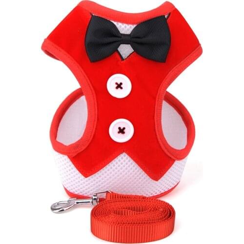 Dog Harness Suit Puppy Kitten Collars Breathable Mesh Vest Adjustable Small Dog Cat Vest Harnesses Leash Pug Pet Supplies