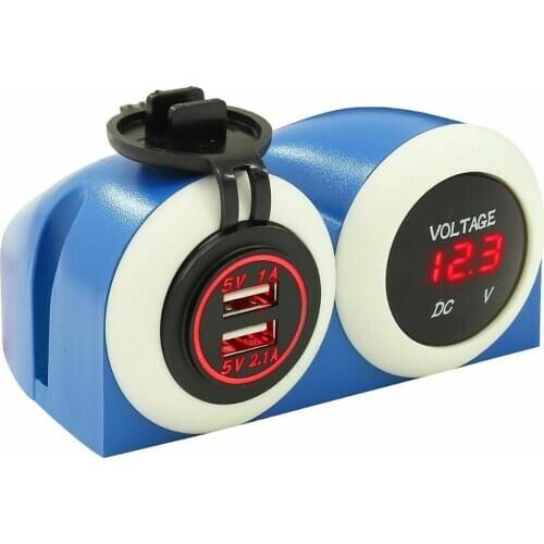 12V-24V Dual USB port 3.1A charger Voltage meter waterproof Charger Socket Cigarette Lighter Car Boat RV CAMPER