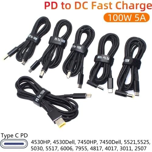 45W 65W 90W 100W USB Type C PD Charging Cable Cord USB C Plug Converter to Laptop Power Adapter Connector for Universal Laptops
