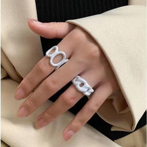 Best Lady Colorful Geometric Round Opening Cross Acrylic Resin Rings for Women Girls Summer Hot Sale Delicate Jewelry Wholesale