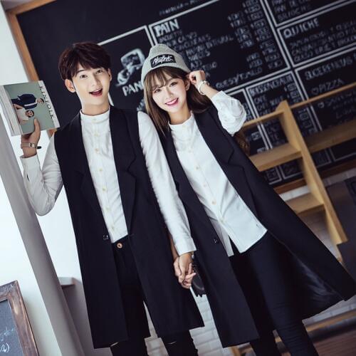 Hot 2020 New Long Paragraph Lovers Vest Mens Clothing Black Loose Vest Suit Vest Thin Outerwear Hairstylist Nightclub Coats