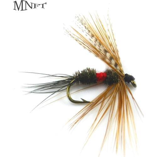 MNFT 10PCS 10# Brown Wings Red Waist Rope Dry Insect Lure Trout Fly Fishing