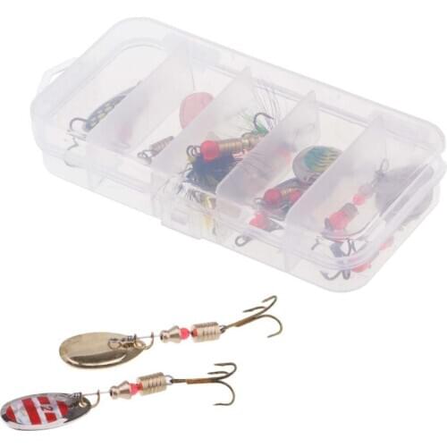 10x Metal Spoon Lure Sequins Noise Paillette Hook Sequins Lure Hard Baits with Box