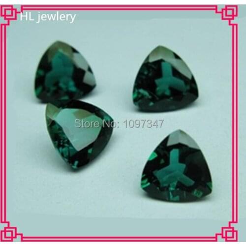 2014 Alibaba Express Hot Sale 7MM Hydrothermal Trillion Greenn Cubic Zirconia Loose Gem Stone