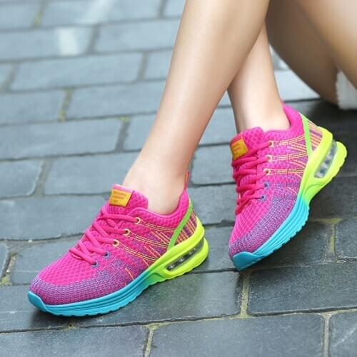 2020 Fashion Sneakers Womens Mesh Shoes Breathable Casual Air Cushion Sports Shoes Flat Loafers Female Shoes Light Runing Shoes