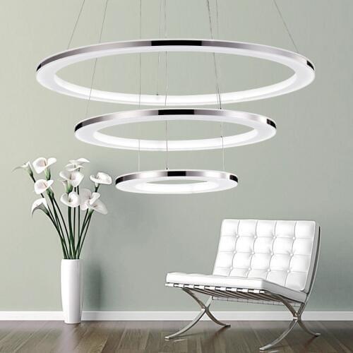3 ring acrylic Chandelier Modern round pendant lamp 90-260V 30 50 90CM The dimming control Simple personality pendant lamps