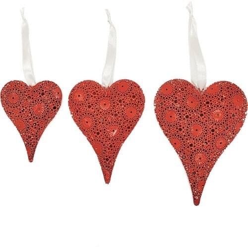 3 Pcs/set Hollow Iron Art Heart Shaped Craft Home Decorations Pendants Ornaments for Lover Wedding Party